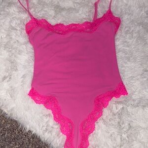 SKIMS Pink Lace Trim Chemise